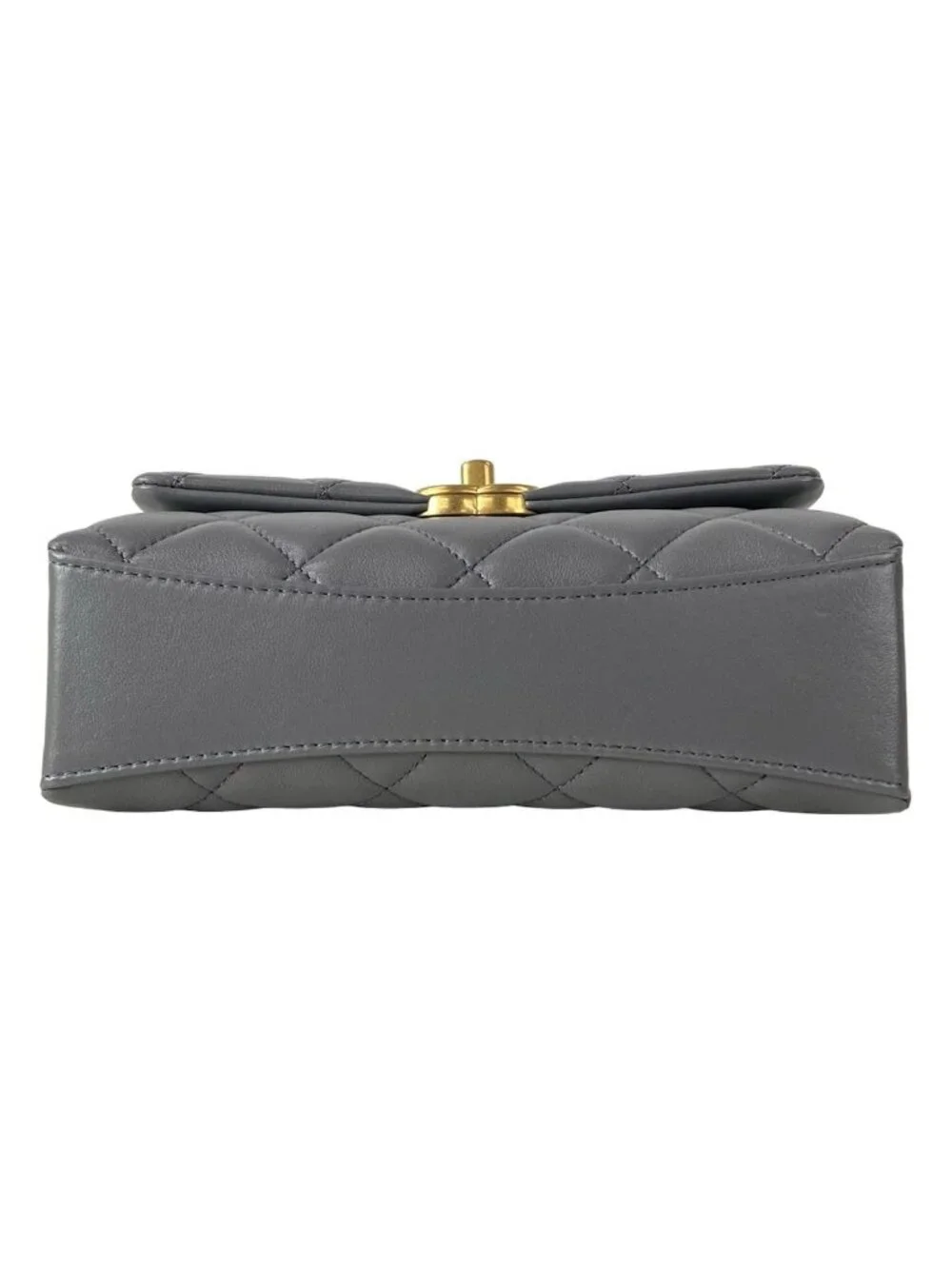Chanel Shoulder Bag Mini Flap Quilted Gray Lambskin